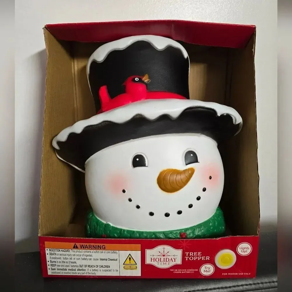 NIB Christmas Snowman Head with Too Hat Tree Topper 13
